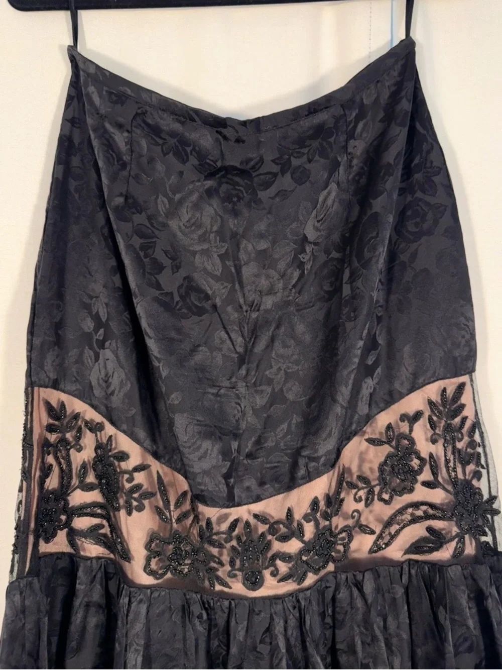 Tracy Reese Black Silk Floral Midi Skirt